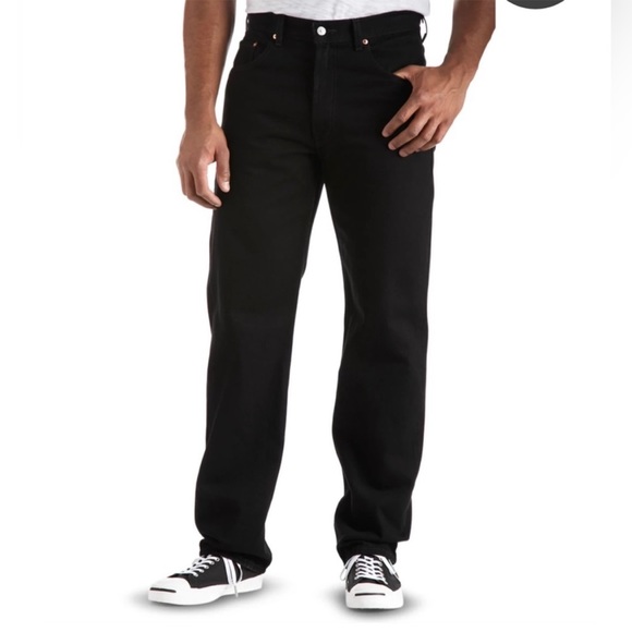 Means LEVI'S Relaxed-Fit 550 Jeans Black Size W36 L34 100% Cotton - Picture 1 of 8